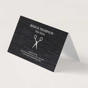 Faux Velvet Black with Shears   Salon Stylist Business Card