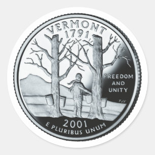 Faux Vermont State Quarter Classic Round Sticker