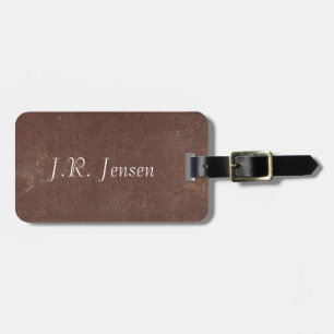 Faux Vintage Brown Leather Luggage Tag