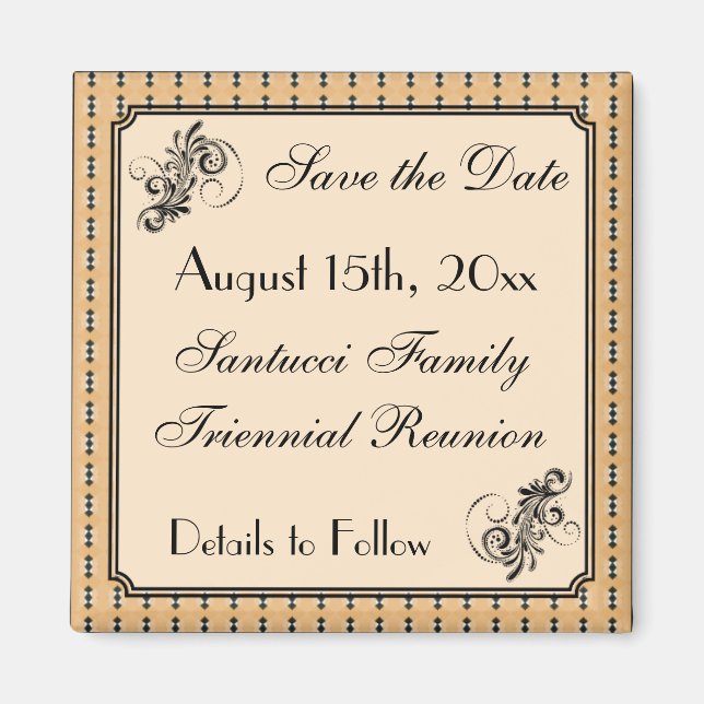 Faux Vintage Family Reunion Save the Date Magnet (Front)