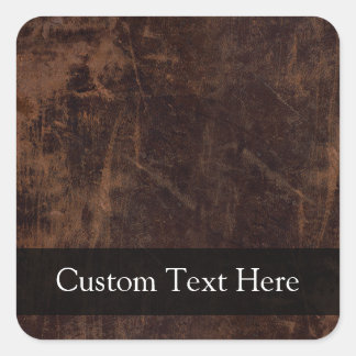 Faux Vintage Leather-Look Square Sticker