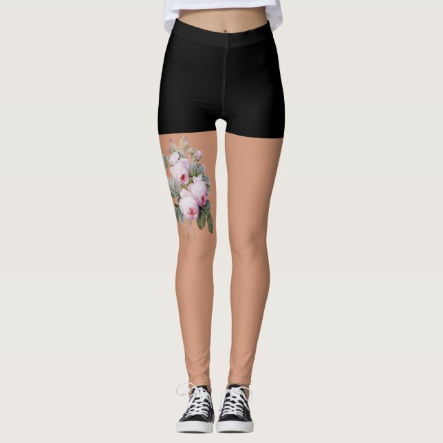 Faux Vintage roses Tattoo Leggings (Front)