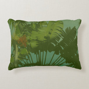 Faux Vintage Tropical Fabric Decorative Pillow