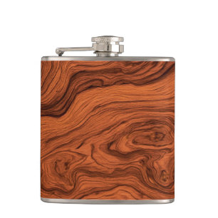 Faux Walnut Woodgrain Pattern  Hip Flask