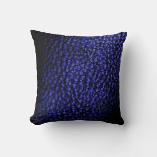 Faux Warm Navy Blue Metalic Leather-Solid Throw Pillow