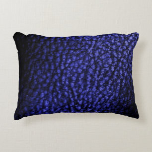 Faux Warm Navy Blue Metallic Leather Accent Pillow