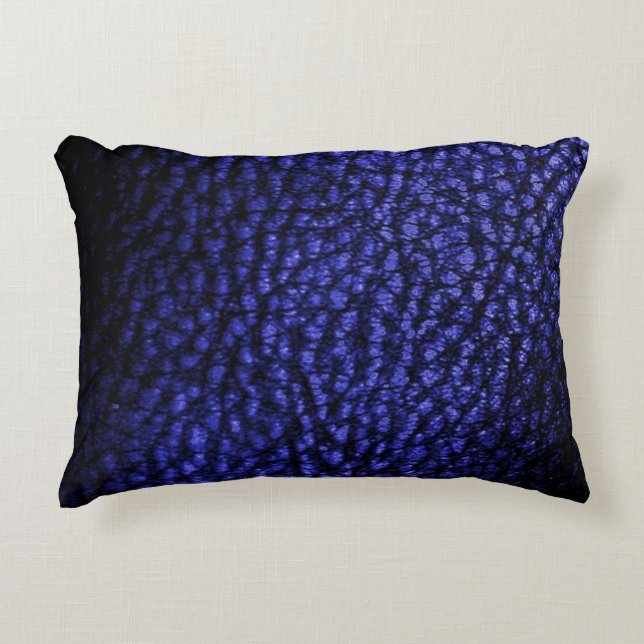 Faux Warm Navy Blue Metallic Leather Accent Pillow (Front)