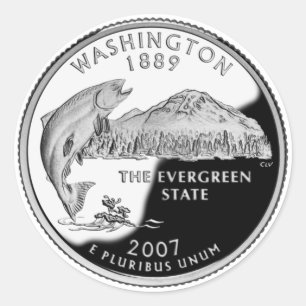 Faux Washington State Quarter Classic Round Sticker