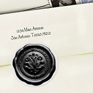 Faux Wax Envelope Seal Style 4 Black 1 Sticker