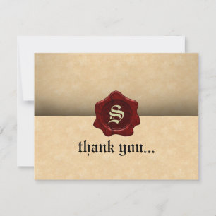 Faux Wax Seal and Parchment Vintage Goth Thank You Card