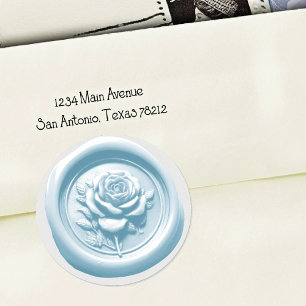 Faux Wax Seal Blue Rose Deep Impression