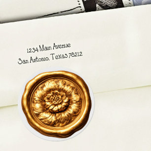 Faux Wax Seal Dark Gold Peony Deep Impression