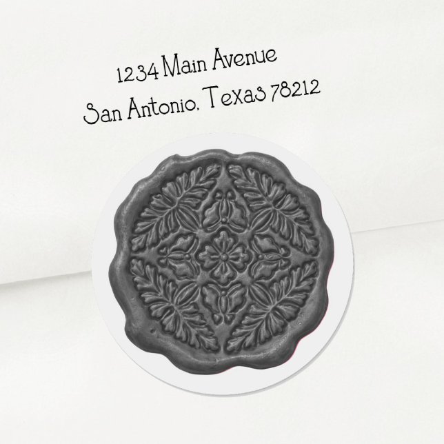 Faux Wax Seal, Dark Grey Classic Round Sticker (Creator Uploaded)