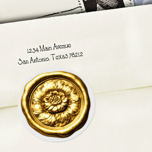 Faux Wax Seal Gold Peony Deep Impression
