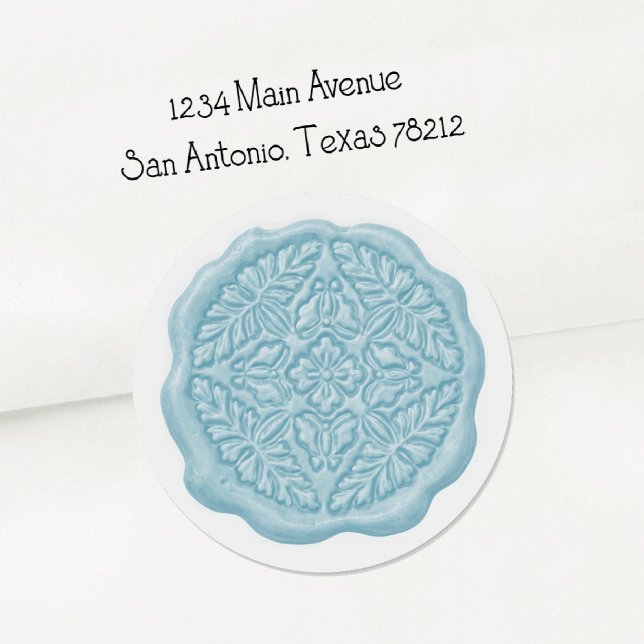 Faux Wax Seal, Light Blue Classic Round Sticker (Creator Uploaded)