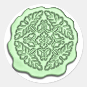Faux Wax Seal, Mint Green Classic Round Sticker