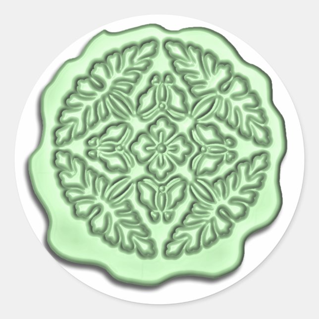 Faux Wax Seal, Mint Green Classic Round Sticker (Front)