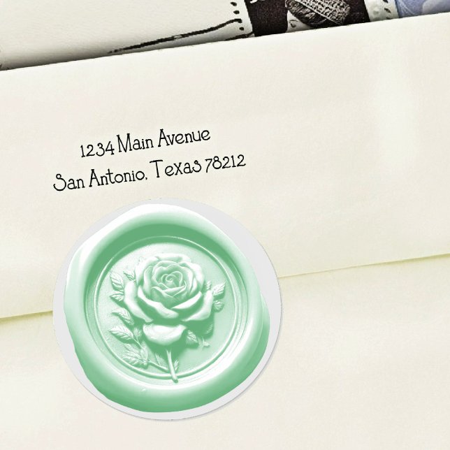 Faux Wax Seal Mint Green Rose Deep Impression (Creator Uploaded)