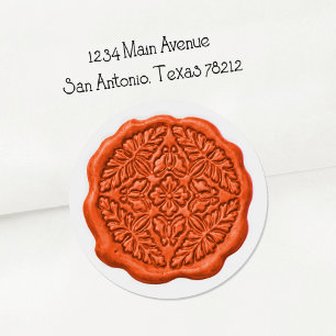 Faux Wax Seal, Orange Classic Round Sticker