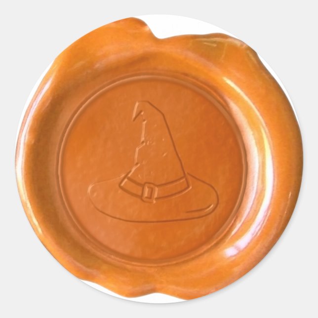 Faux Wax Seal - Orange - WITCH HAT (Front)