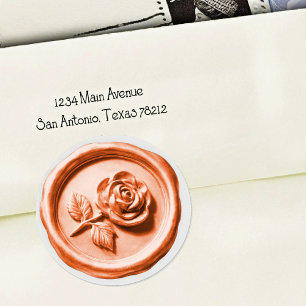 Faux Wax Seal Peach Rose 2 Deep Impression