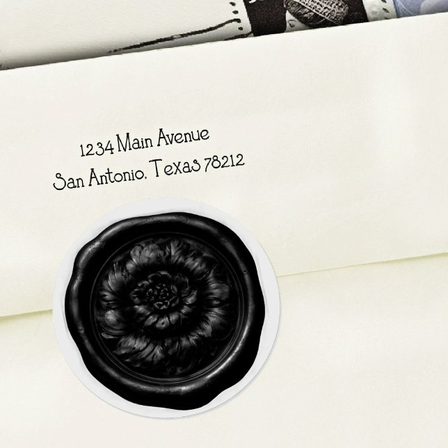 Faux Wax Seal Peony Black (Creator Uploaded)