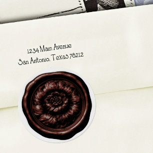 Faux Wax Seal Peony Chocolate
