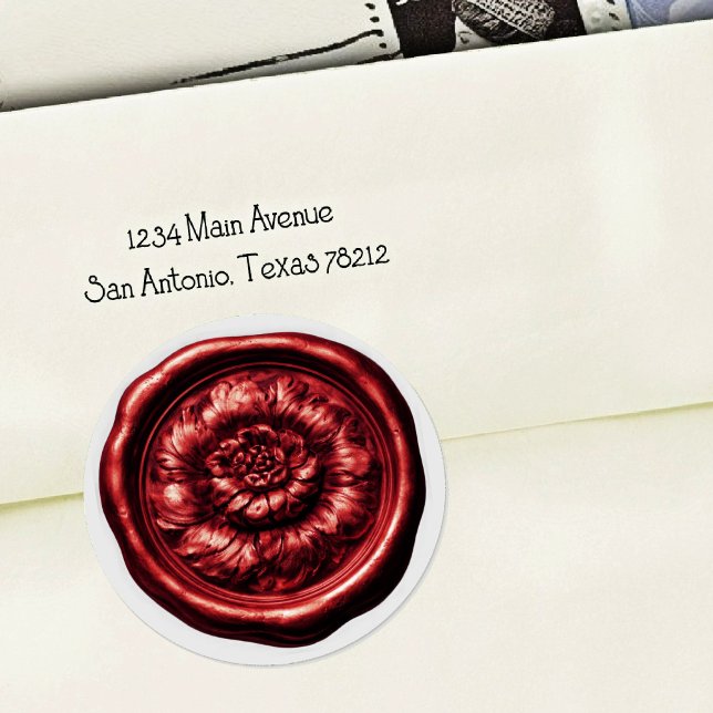 Faux Wax Seal Peony Deep Red (Creator Uploaded)