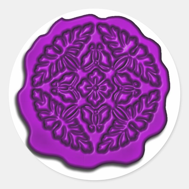Faux Wax Seal, Purple Classic Round Sticker (Front)