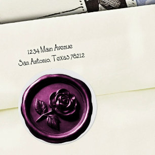 Faux Wax Seal Purple Rose 2 Deep Impression