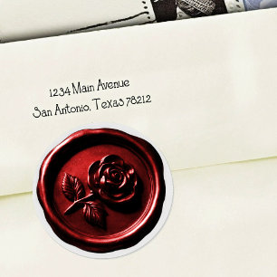 Faux Wax Seal Red Rose 2 Deep Impression