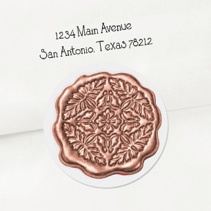 Faux Wax Seal, Rose Gold Classic Round Sticker