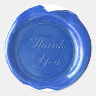 Faux Wax Seals - Blue Script - Thank You