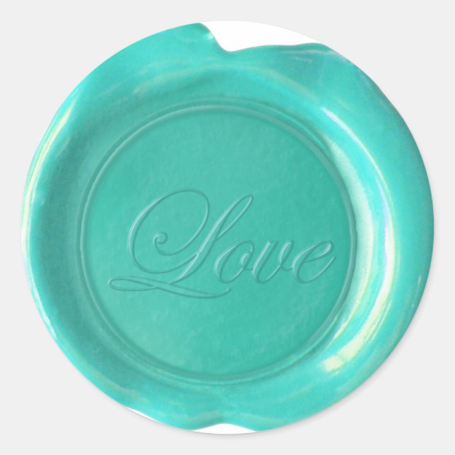 Faux Wax Seals - Blue Teal Script - Love (Front)