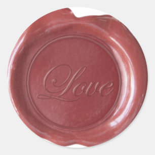 Faux Wax Seals - Burgundy Script - Love
