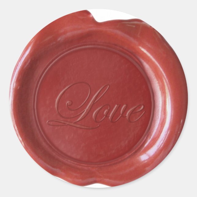 Faux Wax Seals - Dark Red Script - Love (Front)