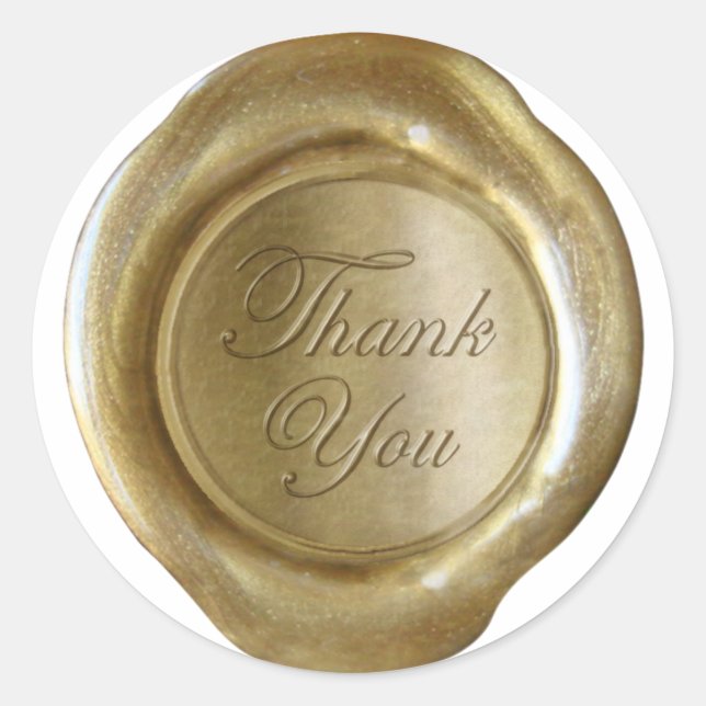 Faux Wax Seals - Gold Script - Thank You (Front)