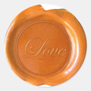 Faux Wax Seals - Orange Script - Love