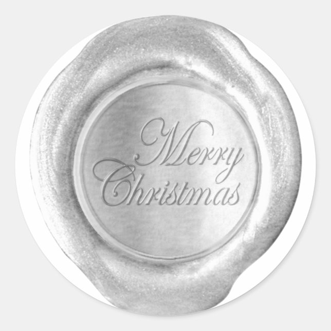 Faux Wax Seals - Silver Script - Merry Christmas (Front)