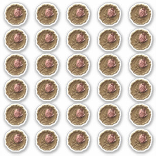 Faux Wax Stamp Envelope Seal Gold Pink Rose Flower