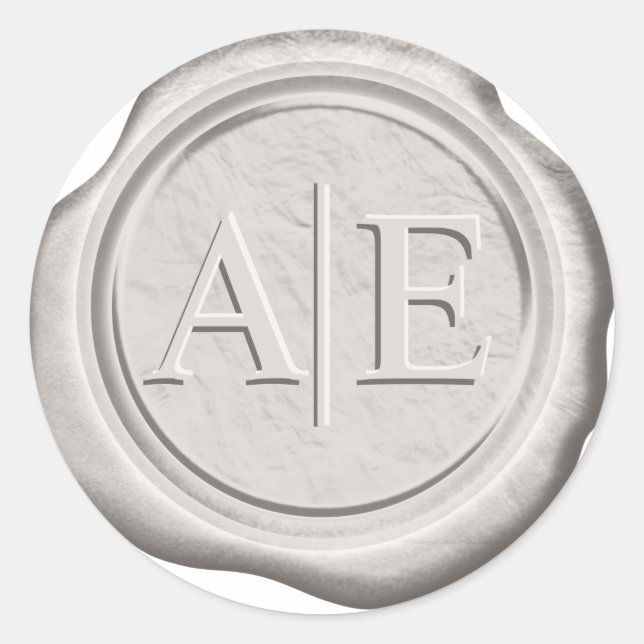 Faux Wax Wedding Initials Champagne ID478 Classic Round Sticker (Front)
