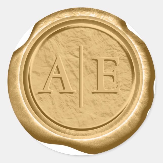 Faux Wax Wedding Initials Dark Gold ID867 Classic Round Sticker (Front)