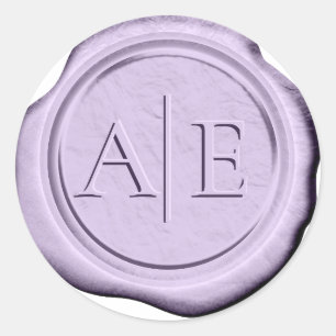 Faux Wax Wedding Initials Lavender ID990 Classic Round Sticker