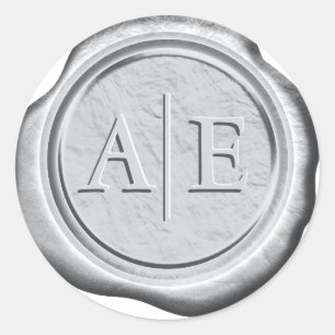 Faux Wax Wedding Initials Silver ID1322 Classic Round Sticker