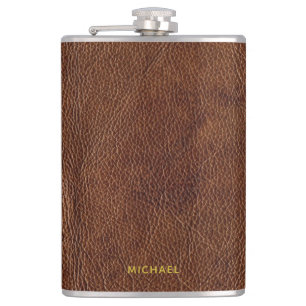 Faux Weathered Leather Look Hip Flask