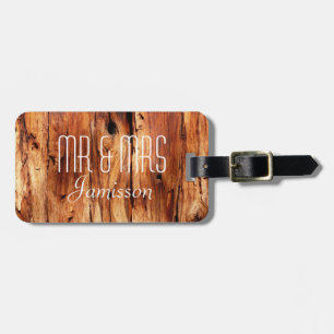 Faux Weathered Wood Siding MR & MRS Custom Luggage Tag