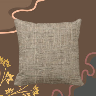 Faux Weave Taupe Indoor Throw Pillow