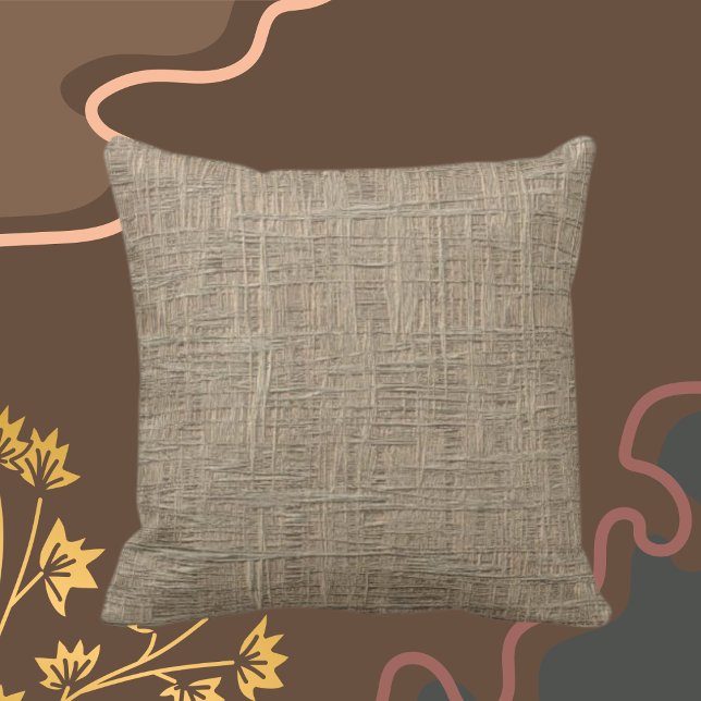 Faux Weave Taupe Indoor Throw Pillow (Creator Uploaded)