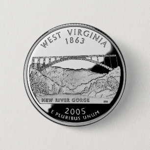 Faux West Virginia State Quarter 2 Inch Round Button