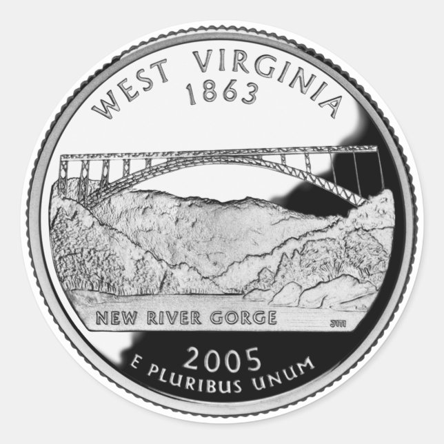 Faux West Virginia State Quarter Classic Round Sticker (Front)